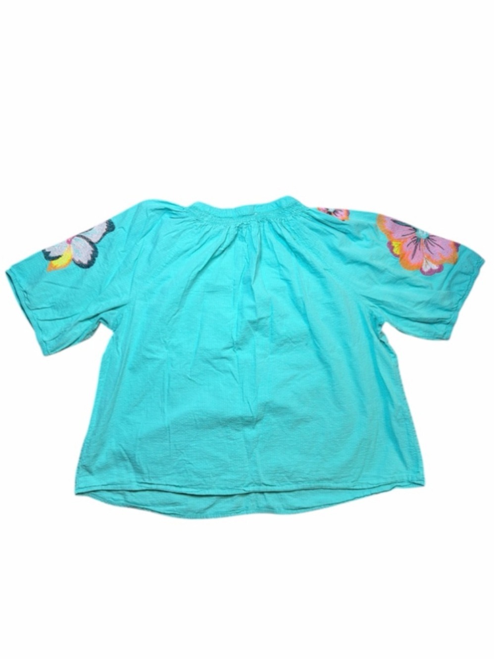 Cato Floral Embroidered Peasant Top Turquoise Plus Size 22/24 Boho - Picture 3 of 5